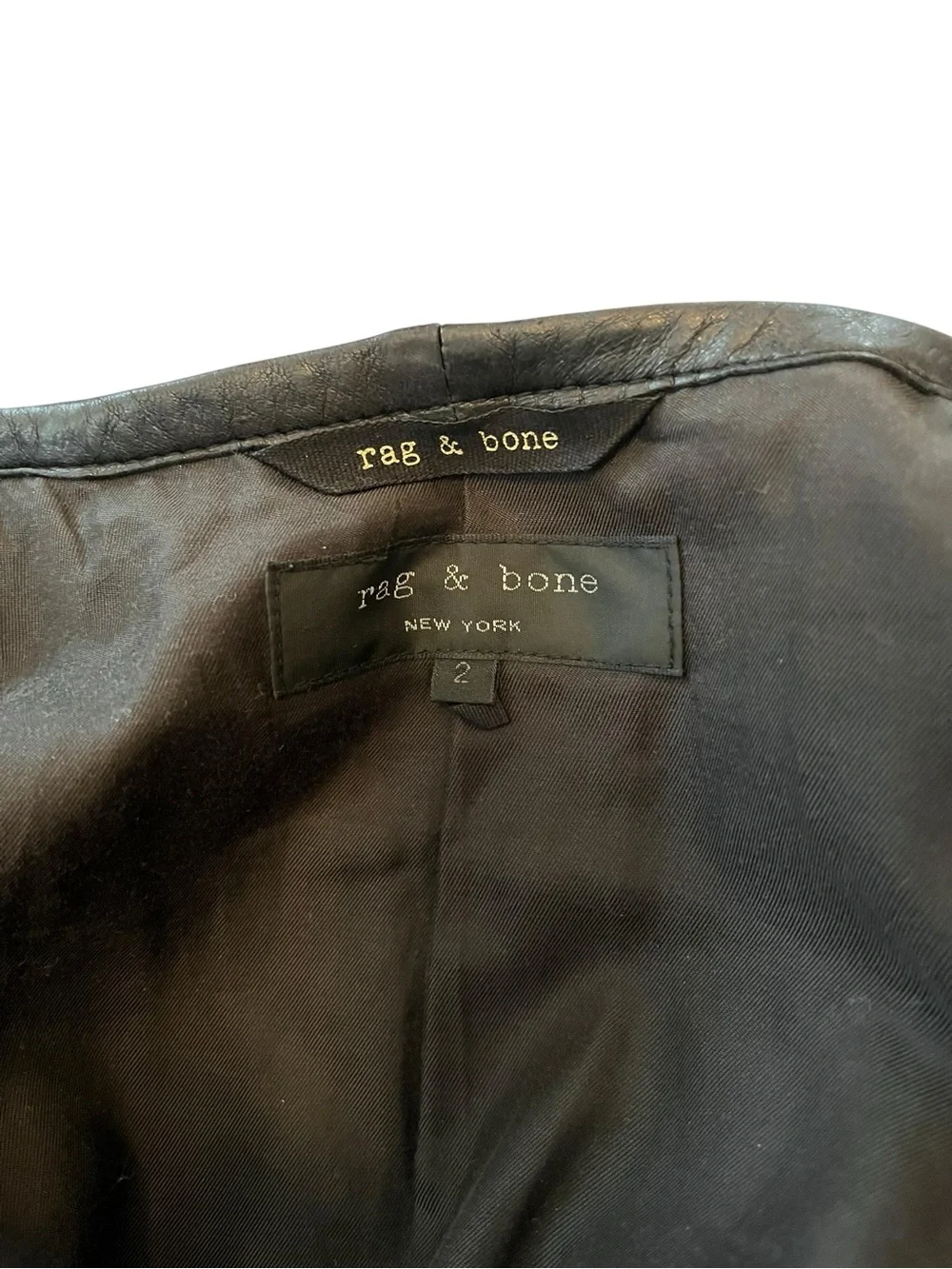 Rag & Bone Clare Lambskin Leather Moto Biker Jacket – Black – Size 2